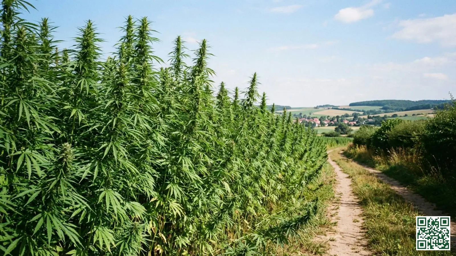 Hennepplanten groeien in een veld als duurzame en snel groeiende grondstof voor ecologisch isolatiemateriaal