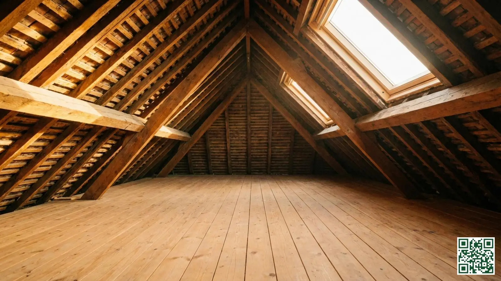 Lege en opgeruimde Nederlandse zolderruimte met zichtbare dakbalken klaar voor isolatiewerkzaamheden