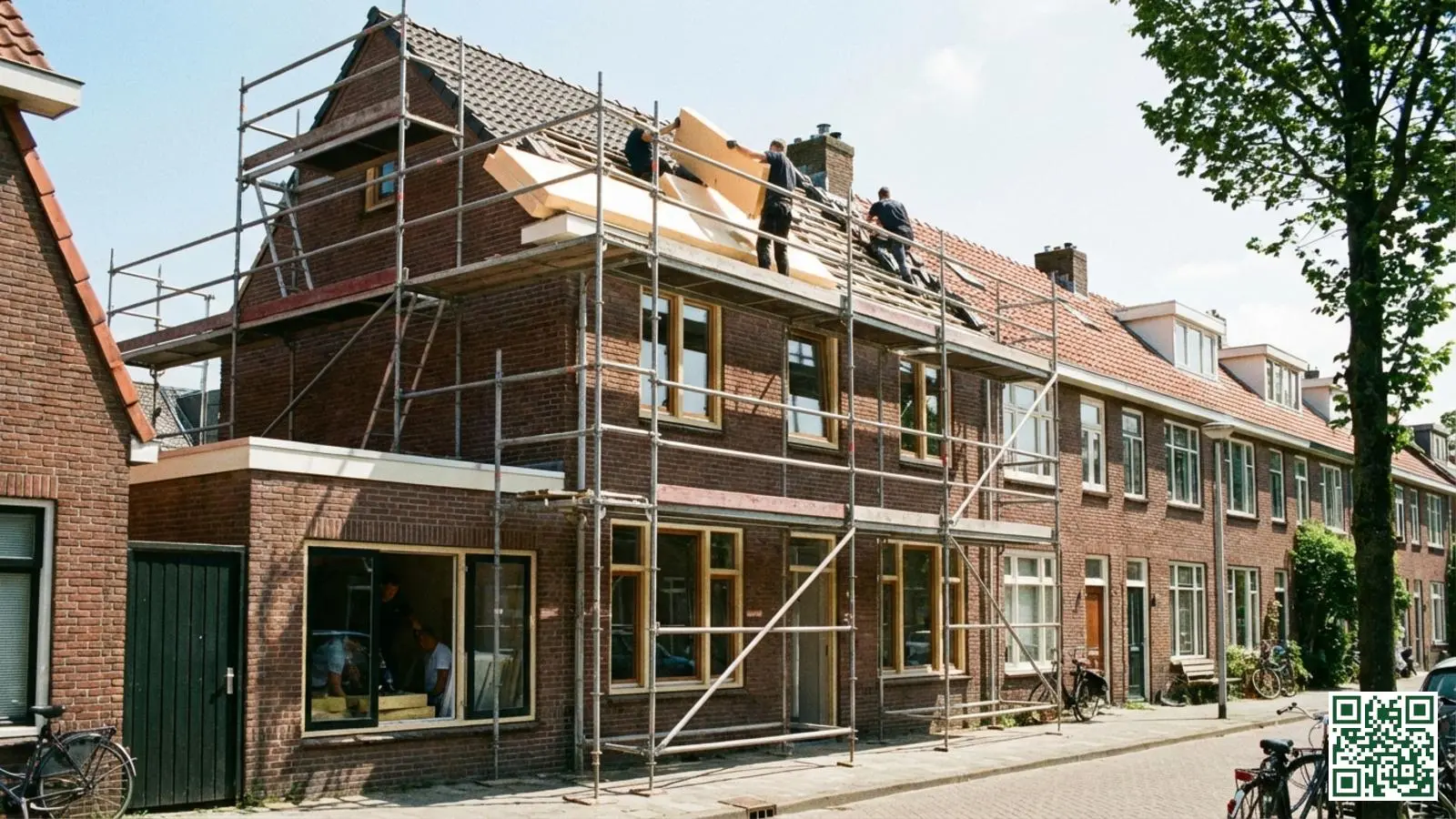 Nederlandse rijtjeswoning met zichtbare combinatie van dakisolatie en andere isolatiemaatregelen