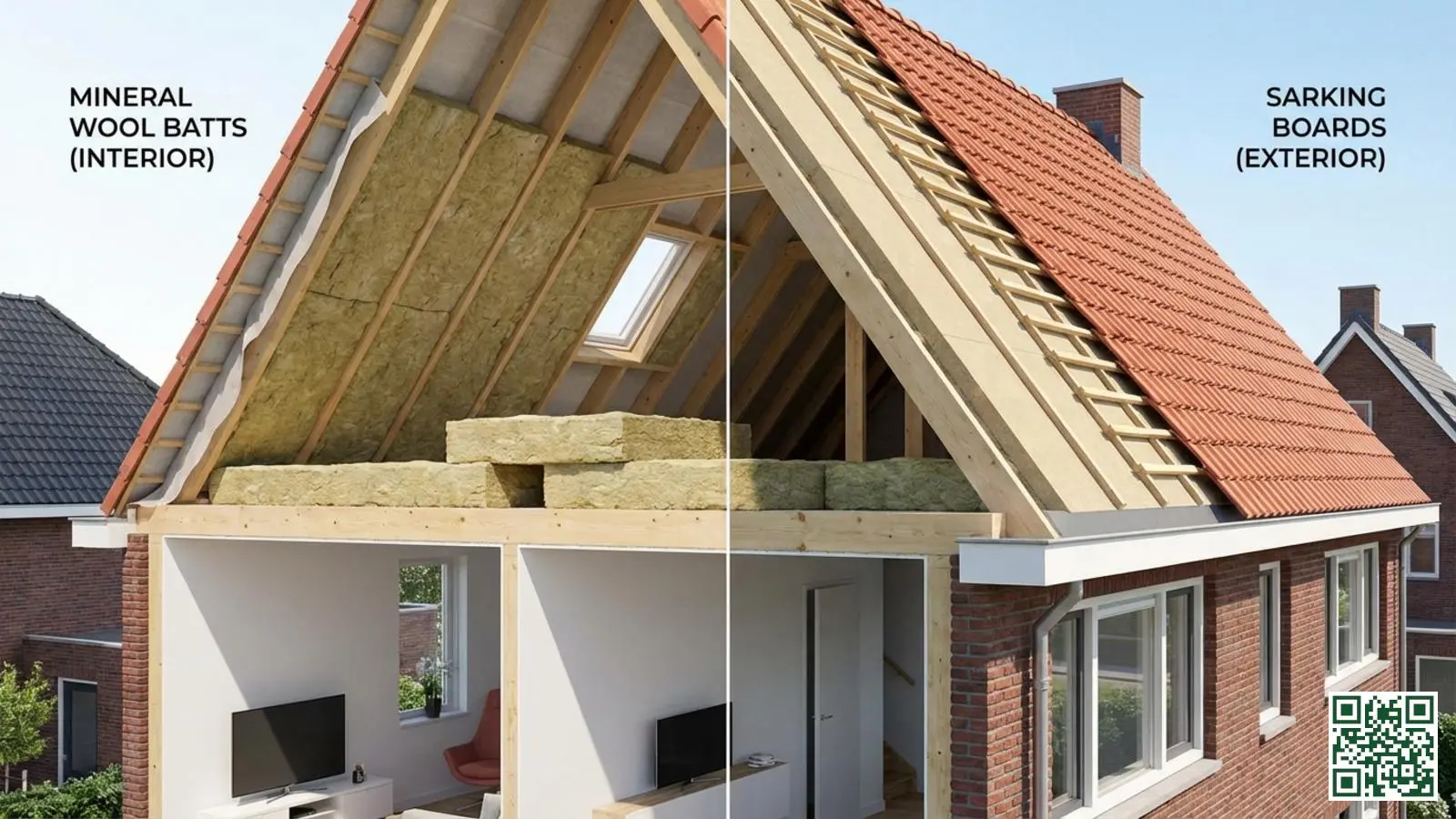 Vergelijking tussen dakisolatie aan de binnenzijde en buitenzijde van een Nederlands hellend dak